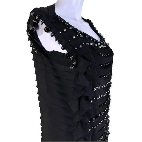Vintage LANVIN 2008 Runway Black Embellished Black Tie Party Dress - Picture 5 of 11